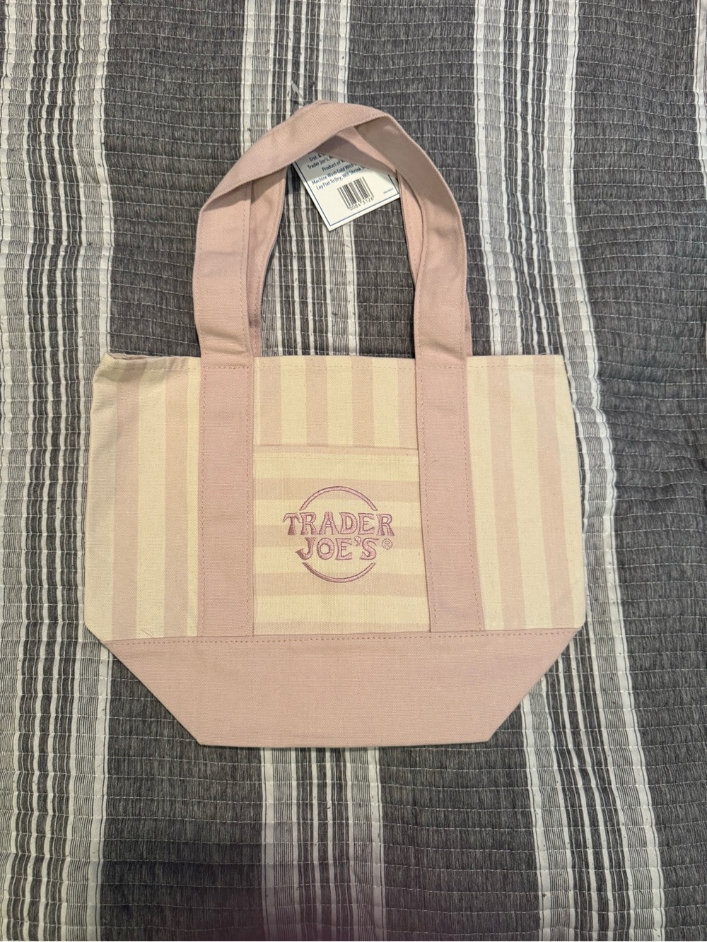 New Trader Joe’s Striped Pink Mini Tote Bag *FAST SHIPPING*